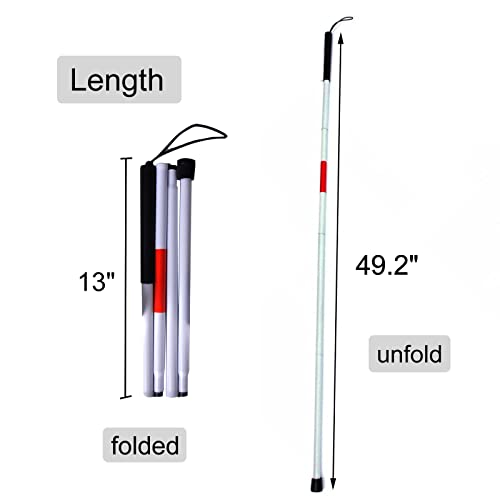 Baitaihem Folding Blind Cane Reflective Red Folding Walking Stick for Vision Impaired and Blind People
