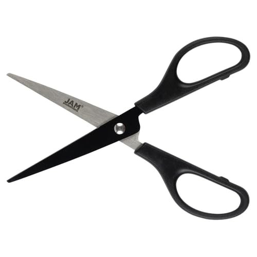 JAM PAPER Arts & Crafts Scissors - 6 3/4 Inch - Black - Ergonomic Handle & Stainless Steel Pointed Tip Blades - Sold Individually - color: Black, size: Craft (6.75 Inch)