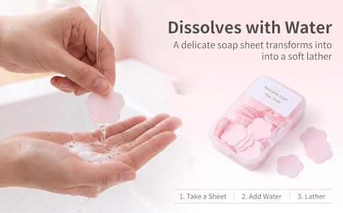 4 Boxes Paper Soap, 4 Random Different Scented Mini Portable Disposable Petal Hand Wash Sheets, Dissolvable Hand Bath Soap,Suitable for Outdoor,Camping and Hiking,Personal Care(Approx 400 Sheets)