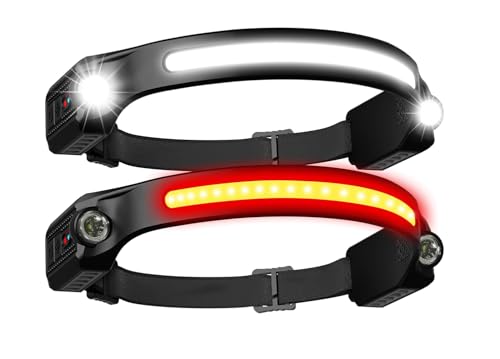 LED Headlamp Rechargeable 2PCS,Head Lamp with Red Light 260°Wide Beam | Headlight 8 Mode Waterproof Motion Sensor Head Torch Flashlight,Bright Headlamps for Adults Camping,Running,Fishing,Reading - size: 2 Packs