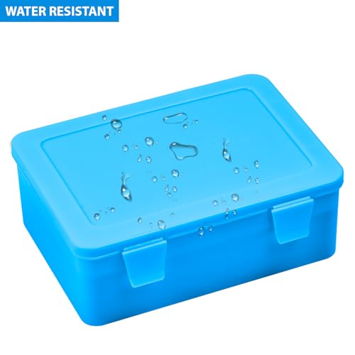 ALCYON Battery Organizer Box for 24 AA & 30 AAA Batteries-Blue | Plastic Box and Pre-Cut Foam Slots Keep Batteries Secure and Easy to Find, Locking Lid, Batteries Not Include - color: blue