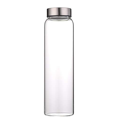 sunkey Glass Water Bottle 32 oz High Borosilicate with Neoprene Sleeve Leak Proof Lid Reusable Eco Friendly Bpa Free