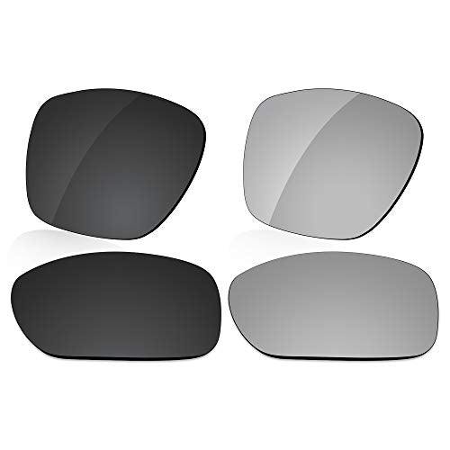 LenzReborn High-impact Polarized Lens Replacement for Oakley Sliver XL OO9341 Sunglass - More Options - color: Dark Black + Silver Grey