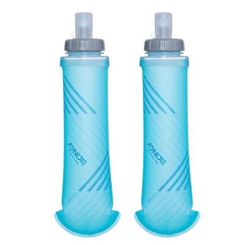 AONIJIE TPU Soft Flask Water Bottle Collapsible Running Flask for Hydration Pack, BPA Free, Wide Opening, for Outdoor Sports Hydration - color: B#Pull Switch#2 Pcs