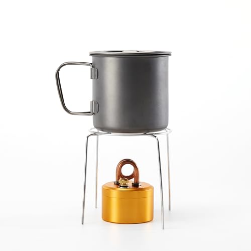 Mini Backpacking Stove with Stand | 50ML High Power Camping Alcohol Stove, Portable Ultralight for Hiking Biking Outdoor Water Coffee
