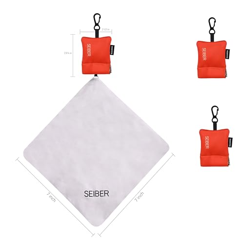 SEIBER Microfiber Glasses Cleaning Cloth with Keychain, Orange, 2PCS | Neoprene Pouch, For Eyeglass, Laptops, Cameras, Self-Closing Bottom,Ultra-Soft, Scratch-Free - color: Orange