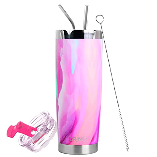 Drinco - 20 oz Stainless Steel Tumbler | Double Walled Vacuum Insulated Mug With Lid, 2 Straws, For Hot & Cold Drinks (20oz Galaxy, 20oz) - color: 20oz Galaxy