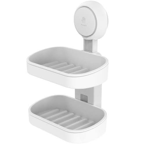 TAILI Soap Holder, Soap Dish for Shower Suction Cup, Bar Soap Holder, White | 2 Layer Removable Soap Holder Shower, Soap Tray for Shower Wall, No drill Sponge Holder, Bathroom & Kitchen, Bath Accessories - color: White, size: 2 Tier