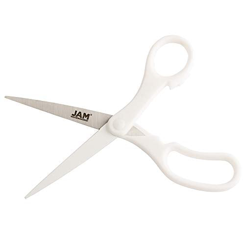 JAM PAPER Multi-Purpose Precision Scissors - 8 Inch - White - Ergonomic Handle & Stainless Steel Blades - Sold Individually - color: White, size: Standard (8 Inch)