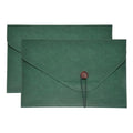 PATIKIL 2Pcs Leather Folder, 14x10 Leather Document Holder File Folder PU Pouch Bag Portfolio File Organizer Button Personal Envelope Waterproof for Traveling Office Men Gift, Green - color: Green