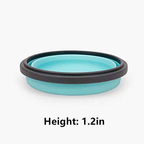 CCyanzi 3piece Round Collapsible Bowl with Lids, Silicone Food Storage Containers, Microwave & Freezer Safe, Space Saving for Kitchen Cabinet and Camping Backpack,(Blue Gray) - color: blue with gray