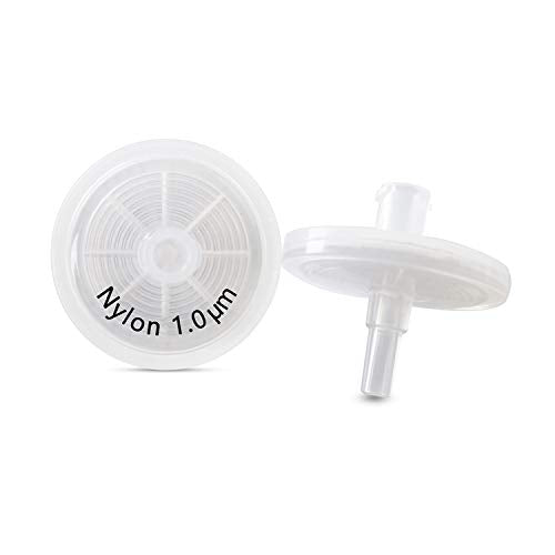 Nylon Syringe Filters [Wettability: Hydrophilic Nylon Membrane] 25mm Diameter 1.0 μm Pore Size Laboratory Filters by Allpure Biotechnology (Pack of 100) (Nylon, 1.0 μm) - size: [25mm & 1.0μm]