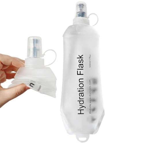 500ml Soft Flask, Shrink As You Drink Collapsible Water Bottles for Running Vest & Hydration Pack, BPA-Free Leak-Proof TPU Folding Bottle for Hiking Cycling Climbing Jogging-White - color: 1PCS White