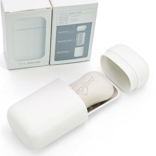 AIDIMMING Compact Travel Soap Case, Leakproof Soap Container with Lid, Portable Bar Soap Holder for Traveling, Soap Box for Bathroom, Shower, Gym, School, Camping, Vacation, Outdoor (White) - color: White