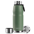 20oz Vacuum Insulated Stainless Steel Thermoses with Foldable Handle & Leakproof Lid, Slim Travel Coffee Cup for Hot/Cold Drinks, Fits Car Cup Holders - color: Green-20oz