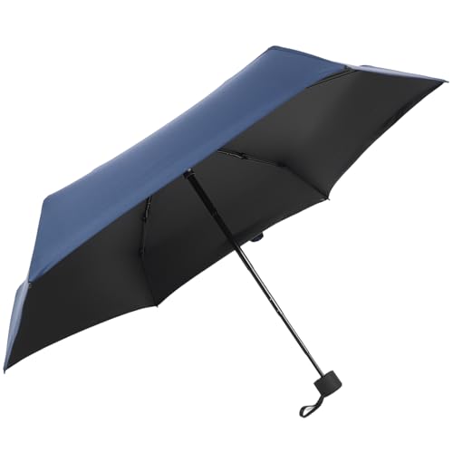 GAOYAING Compact Travel Umbrella with Case Sun&Rain Lightweight Small and Compact Suit for Pocket 34 Inches - color: Navy Blue, size: 34 Inches