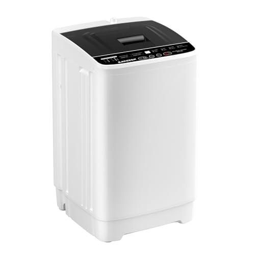 BANGSON 1.08 Cu.Ft Portable Washing Machine for Apartments, White | Full-Automatic washing Machine with 8 Programs 6 Water Levels, Drain Pump and LED Display, Compact Washer for RV, Home - size: 1.08cu.ft
