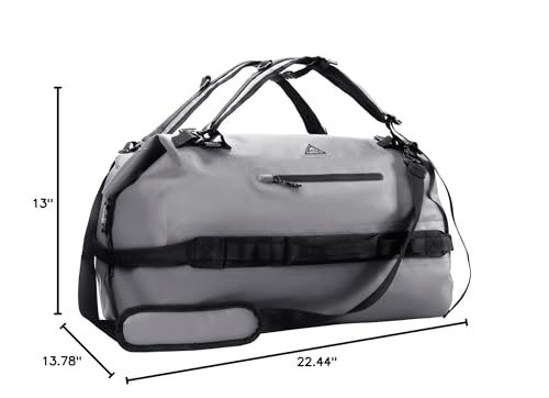 Haimont IPX7 Waterproof Roll-Top Dry Duffel Backpack | 60L/90L Sizes, 500D Tarpaulin, Welded Seams, Mesh Pockets, Boating & Kayaking - color: Light Gray, size: 60L