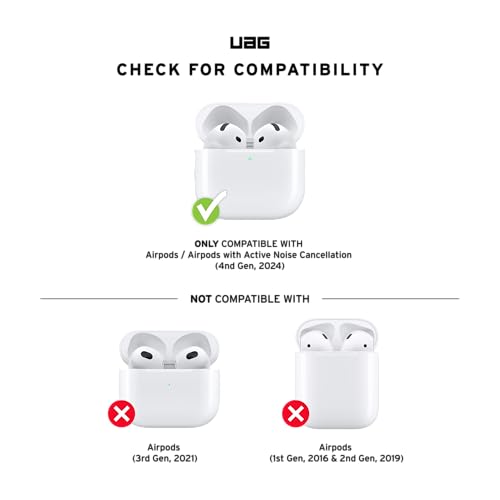 URBAN ARMOR GEAR UAG Designed for AirPods (4th Gen, 2024) Protective Case with Lock Plasma, Rugged Hard Shell Military Grade Protective Cover with Secure Lock Lid & Detachable Carabiner Clip, Black - color: Black