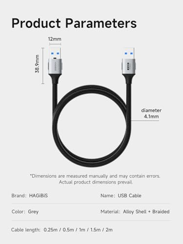 Hagibis USB to USB Cable, 10Gbps Data Transfer 60W Fast Charging USB 3.2 A to A Male to Male Cable for Computer, PC, Laptop, Cooler, DVD Player, Hard Drive Enclosures, Set Up Box (0.8FT) - size: 0.8FT
