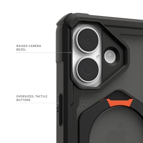 URBAN ARMOR GEAR UAG Designed for iPhone 17 Case with Kickstand Plasma XTE - Compatible with MagSafe Transparent Military Grade Protective Cover, Black/Pop Orange - color: Plasma XTE - Black/Pop Orange