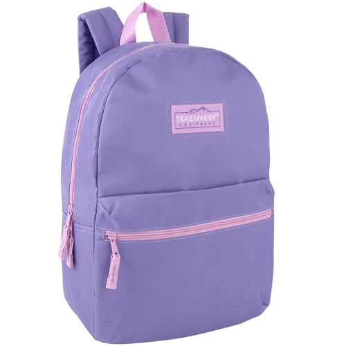 Trail maker Classic 17 inch Backpacks with Adjustable Padded Straps | School Backpacks for Girls, Boys - color: Purple