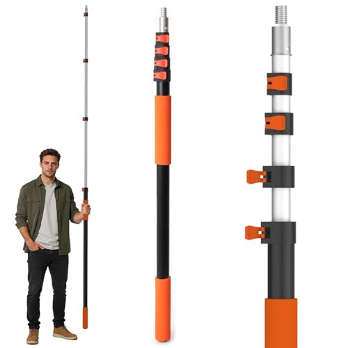AgiiMan 18FT Reach Telescoping Pole - 3 to 12FT Extension Pole, Portable Aluminum Telescoping Rod with Easy Flip Lock, Paint Roller Extension Poles, Window Cleaning - size: 3FT-12FT