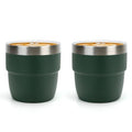 Zenbo 4 oz Espresso/Coffee Cups, Ceramic-Lined Double Wall Vacuum Insulated 18/8 Stainless Steel, Stackable & Dishwasher Safe, Space-Saving, Compatible with Most Espresso & Coffee Makers, 2 Pack - color: Sage Green