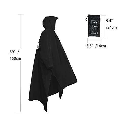 Rain Poncho for Adult, Waterproof Rain Poncho with Hood and Sleeve, Ideal for Hiking, Hunting, Camping - color: Navy Blue