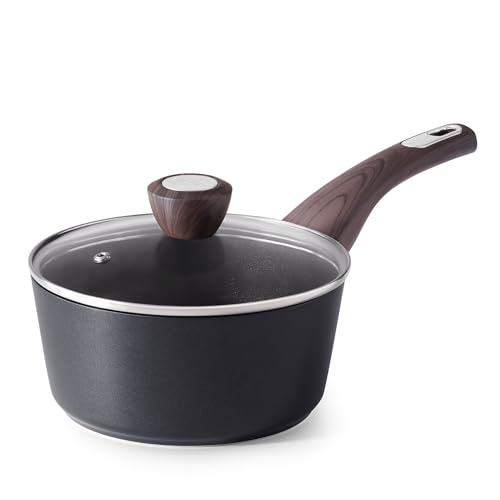 SENSARTE Nonstick Sauce Pan with Lid, 1.5 Quart Small Saucepan, Multipurpose Cooking Pot with Stay Cool Handle, Non toxic Kitchen Sauce Pot, Non stick Saucier Pan, Induction Comptable, PFOA Free - color: Classic Black, size: 1.5 Quarts