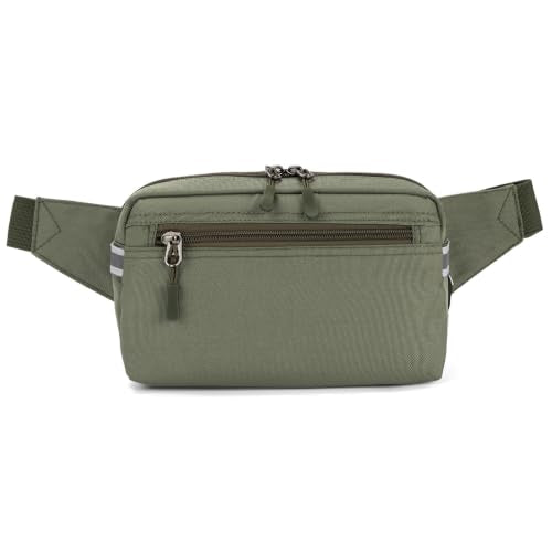 Mini Hiking Waist Bag, 3-Pocket 1.7L RFID Blocking Fanny Pack for Men Women - color: Army Green