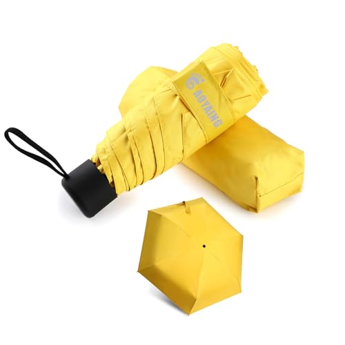 GAOYAING Compact Travel Umbrella with Case Sun&Rain Lightweight Small and Compact Suit for Pocket 34 Inches - color: Yellow, size: 34 Inches