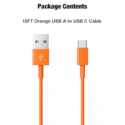 10FT long Orange Car Carplay Cable for iPhone 17/16/15, USB A to USB C Cable Compatible for iPhone 17Air, 17/16/15 Pro Max,17E/16E/Plus, iPad 10th/11 Gen,iPad Pro 12.9,Air 5th/4th Charging Cable Cord - color: Orange, size: 10FT, style: USB A to USB C (for
