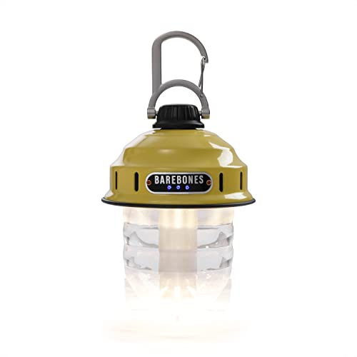 Barebones Beacon Hanging Light – Dusty Yellow, Rechargeable LED Camping Lantern with Adjustable Brightness – Weatherproof Vintage-Style Hanging Lantern for Outdoor Adventures and Year-Round Use - color: Dusty Yellow