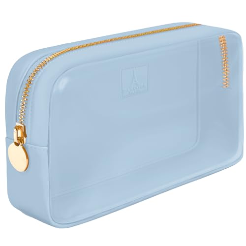 Small Clear Makeup Bag – Mini Pouch for Purse, Cosmetic Travel Case, Clear Cosmetic Bag, Light Blue Mini Makeup Bag, Compact Pouch for Purse - color: Light Blue, style: Small