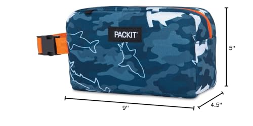 PackIt Freezable Snack Box, Camo Shark, Built with ECOFREEZE Technology, Collapsible, Reusable, Zip Closure with Buckle Handle, Great for Fresh Snacks on the go (Pack of 12) - color: Camo Sharks