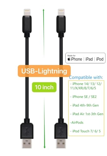 10-Pack Multi Short USB Cables & TypeC-C Cables for Charging Stations Compatible/w iPhone17,16,15, iPhone14-5/ iPads/iPad mini/iPad Pros/Samsung Moblies & Tablets/Pixel & Nexus/HTC/Sony(Black) - color: Black