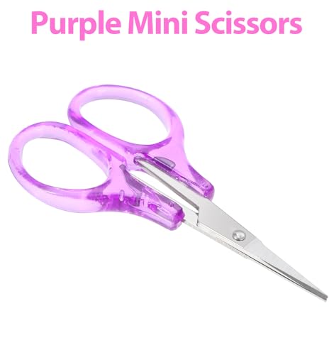 Small Craft Scissors, 3.5" Travel Scissors Tsa Spproved Compact Stainless Steel TSA Approved Scissor Carry on for Travel, Sewing, Embroidery, Crafts, Knit (Pink, Purple)