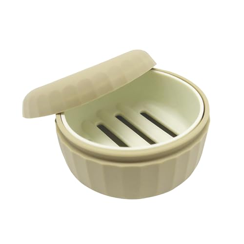 Silicone Travel Soap Box with Lid Draining Soap Container for Shower Compact Travel Soap Case Leak-Proof Design for Camping, Hiking, Gym & Outdoor Use Keeps Soap Dry & Hygienic (Cannoli Cream) - color: Cannoli Cream
