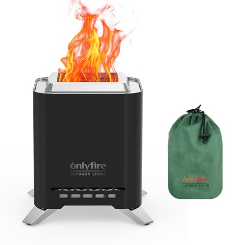 2-in-1 Wood Burning Fire Pit with Pot Rack, 7.8" Tabletop Fireplace, Black | Portable Stainless Steel Camp Stove with Carry Bag for Camping, Patio, Backyard, RV & Tailgating, Smokeless Firepit, FP051 - color: Black, size: 7.8"