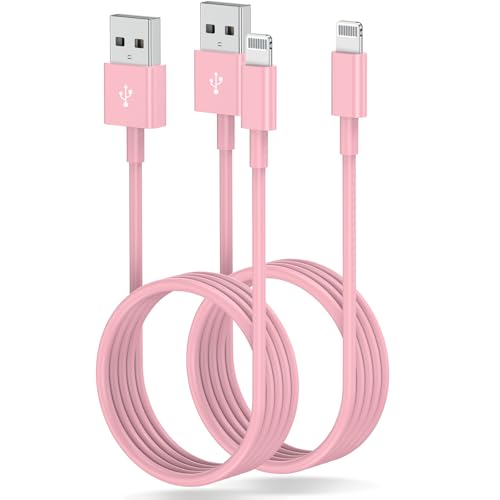 3ft iPhone Charger Apple MFi Certified, Apple Lightning to USB Cable 3 Feet,Fast Apple Charging Cable Cord 3 Foot for iPhone 14 Pro Max/13/13 Mini/13 Pro/12/11 Pro/11/XS MAX/XR/8/7/6s/5S/iPad - color: 2PACK-Pink
