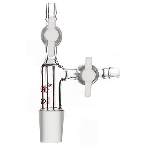 stonylab Glass Vacuum Transfer Adapter, Borosilicate Glass Vacuum Adapter with PTFE Stopcocks and 19/22 Inner Joint - size: 19/22 Joint
