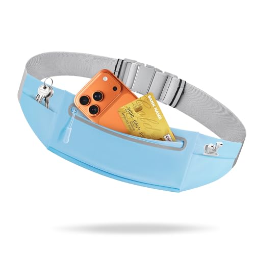 Slim Running Belt for Women Men,Phone Holder Waist Pack,Runners Fanny Pack - color: Light Blue