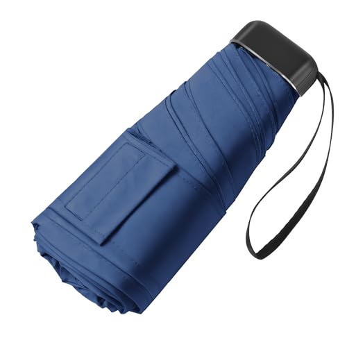 Mini Travel Umbrella, Ultra Waterproof Flat Compact Small for Pocket Purse - color: 03.Dark Blue
