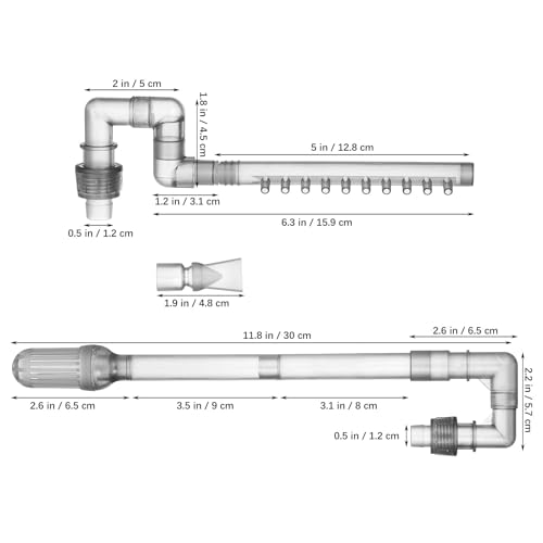 Angoily Aquarium Overflow Kit, Fish Tank Intake Pipe for 12mm ID Hose | Clear Inlet and Outlet Pipes with Strainer, Spray Bar, Flat Nozzle and Suction Cups for 603b Canister Filters, Grey