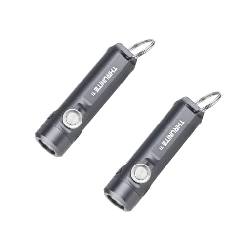 ThruNite Ti USB-C Rechargeable Keychain Flashlight, 650 Lumens(2PCS) | 5 Brightness Modes, IPX-6 Waterproof, 6061-T6 Aluminum, 26.5g Pocket Mini Light for EDC Camping & Everyday Carry - color: Grey (2PCS)