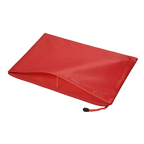 PATIKIL Waterproof Zipper File Bags 5 Pack B4 Document Storage Folders Bills Pencil Pouch for Office Travel, Red - color: Red