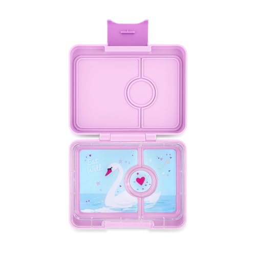 Yumbox Leakproof Snack Box - Ami Purple (Swan Tray) | BPA-Free, 3-Compartment Snack Container, Lightweight, Compact, Easy-open Latch - color: Ami Purple Swan
