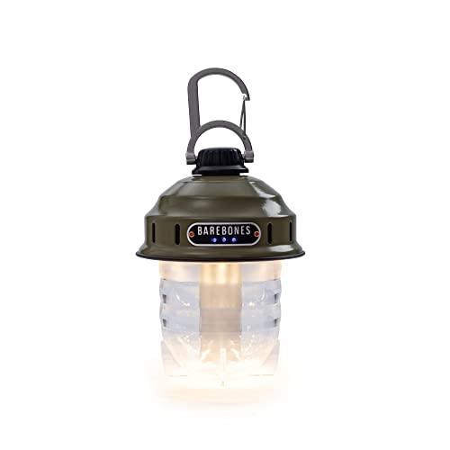 Barebones Beacon Hanging Light – Olive Drab, Rechargeable LED Camping Lantern with Adjustable Brightness – Weatherproof Vintage-Style Hanging Lantern for Outdoor Adventures and Year-Round Use - color: Olive Drab