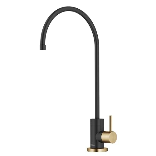 KRAUS Purita™ Single Handle Drinking Water Filter Faucet for Reverse Osmosis or Water Filtration System in Brushed Brass/Matte Black, FF-100BBMB - color: Brushed Brass/Matte Black, style: Filter Faucet